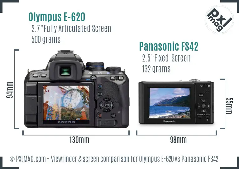 Olympus E-620 vs Panasonic FS42 Screen and Viewfinder comparison