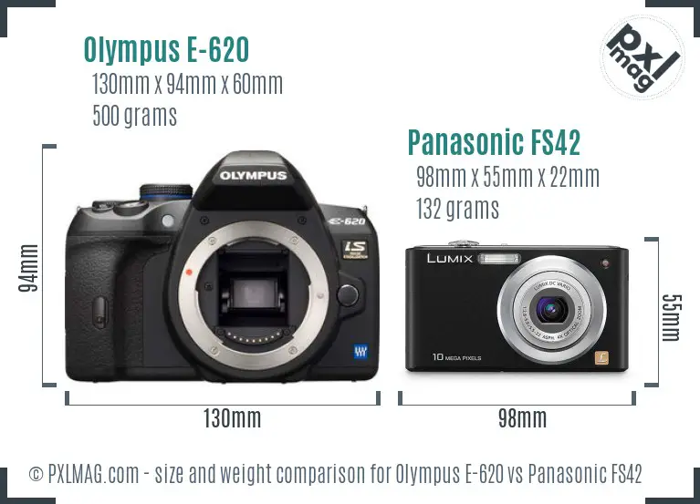 Olympus E-620 vs Panasonic FS42 size comparison