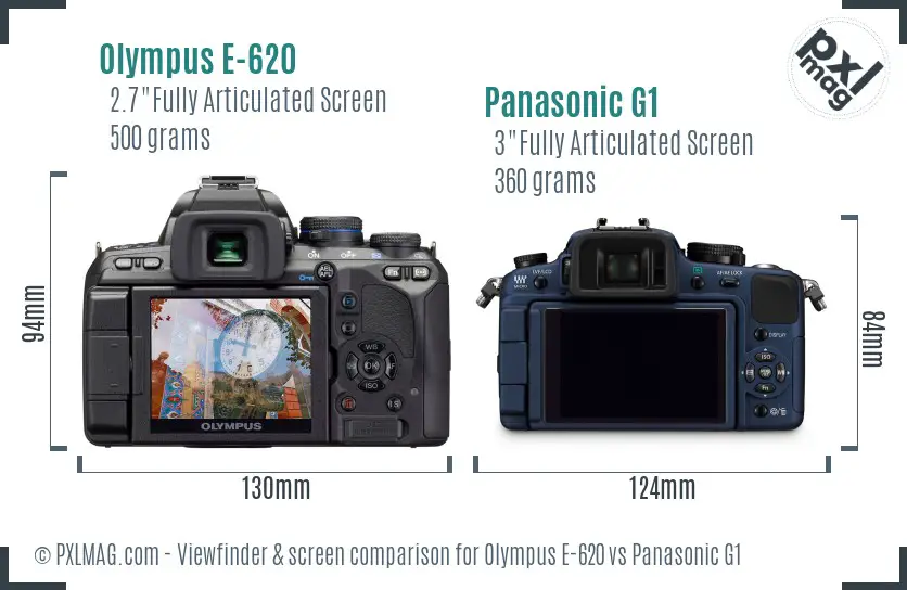 Olympus E-620 vs Panasonic G1 Screen and Viewfinder comparison