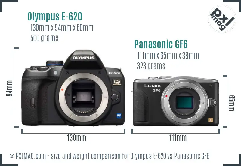 Olympus E-620 vs Panasonic GF6 size comparison