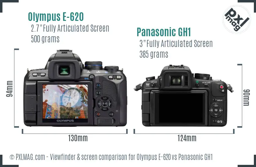 Olympus E-620 vs Panasonic GH1 Screen and Viewfinder comparison