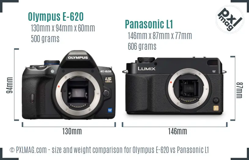 Olympus E-620 vs Panasonic L1 size comparison