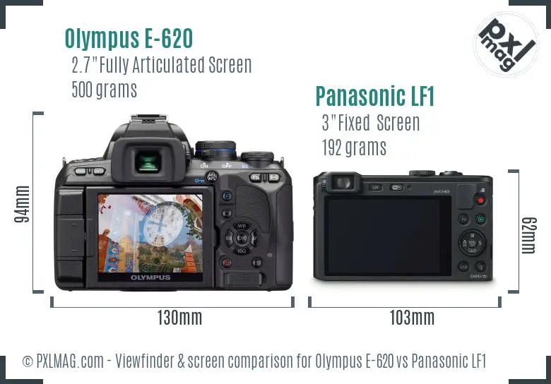 Olympus E-620 vs Panasonic LF1 Screen and Viewfinder comparison