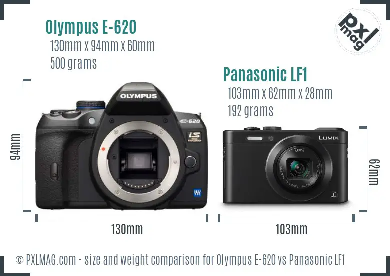 Olympus E-620 vs Panasonic LF1 size comparison