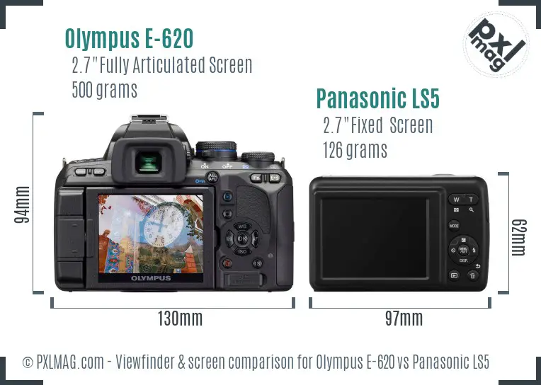 Olympus E-620 vs Panasonic LS5 Screen and Viewfinder comparison