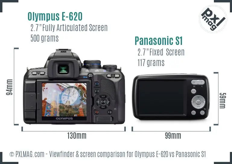 Olympus E-620 vs Panasonic S1 Screen and Viewfinder comparison