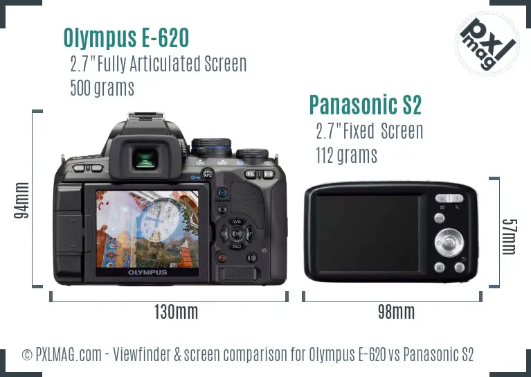 Olympus E-620 vs Panasonic S2 Screen and Viewfinder comparison