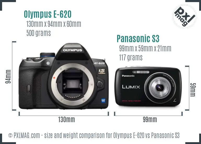 Olympus E-620 vs Panasonic S3 size comparison