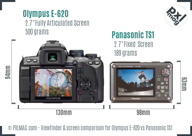 Olympus E-620 vs Panasonic TS1 Screen and Viewfinder comparison