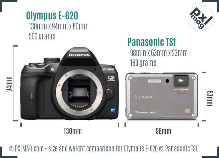 Olympus E-620 vs Panasonic TS1 size comparison