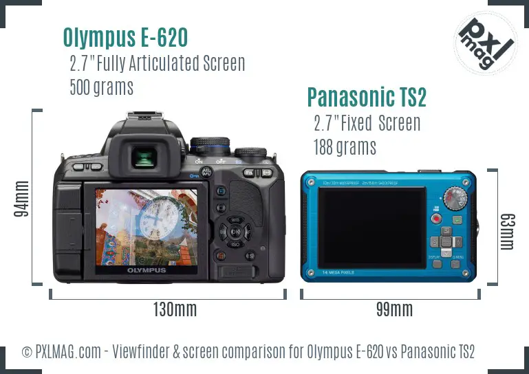 Olympus E-620 vs Panasonic TS2 Screen and Viewfinder comparison