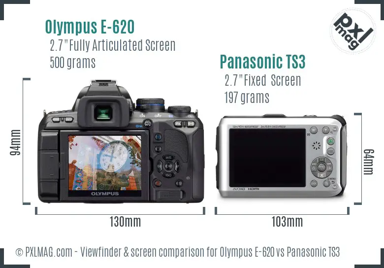 Olympus E-620 vs Panasonic TS3 Screen and Viewfinder comparison
