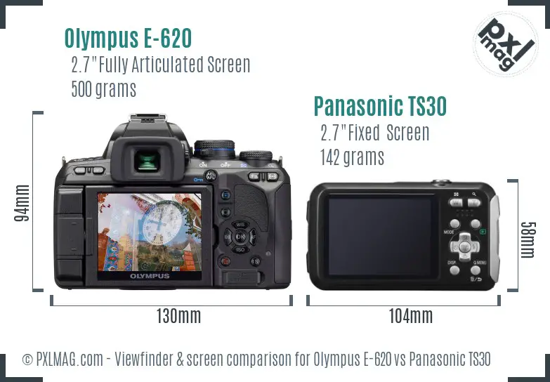 Olympus E-620 vs Panasonic TS30 Screen and Viewfinder comparison