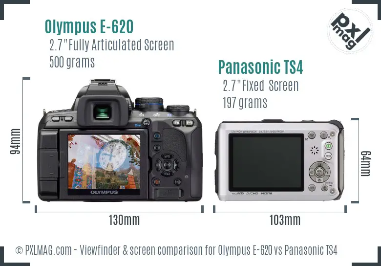 Olympus E-620 vs Panasonic TS4 Screen and Viewfinder comparison