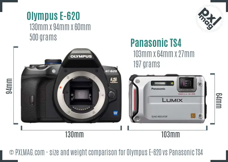 Olympus E-620 vs Panasonic TS4 size comparison