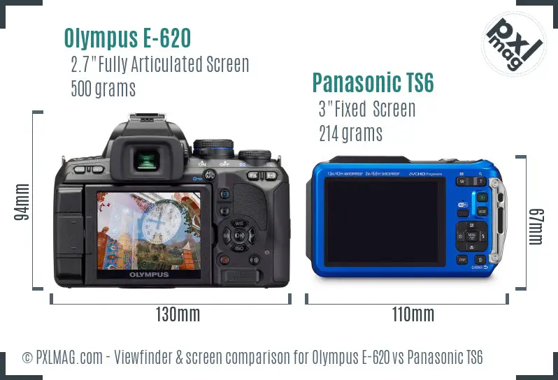 Olympus E-620 vs Panasonic TS6 Screen and Viewfinder comparison