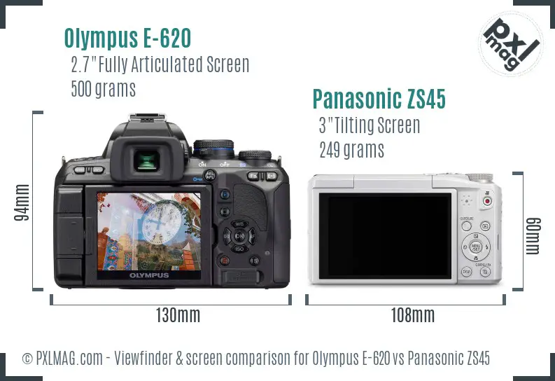 Olympus E-620 vs Panasonic ZS45 Screen and Viewfinder comparison