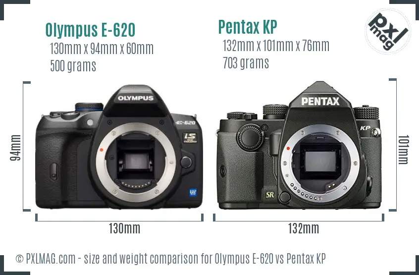 Olympus E-620 vs Pentax KP size comparison