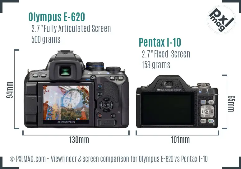 Olympus E-620 vs Pentax I-10 Screen and Viewfinder comparison