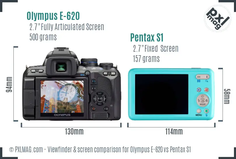 Olympus E-620 vs Pentax S1 Screen and Viewfinder comparison