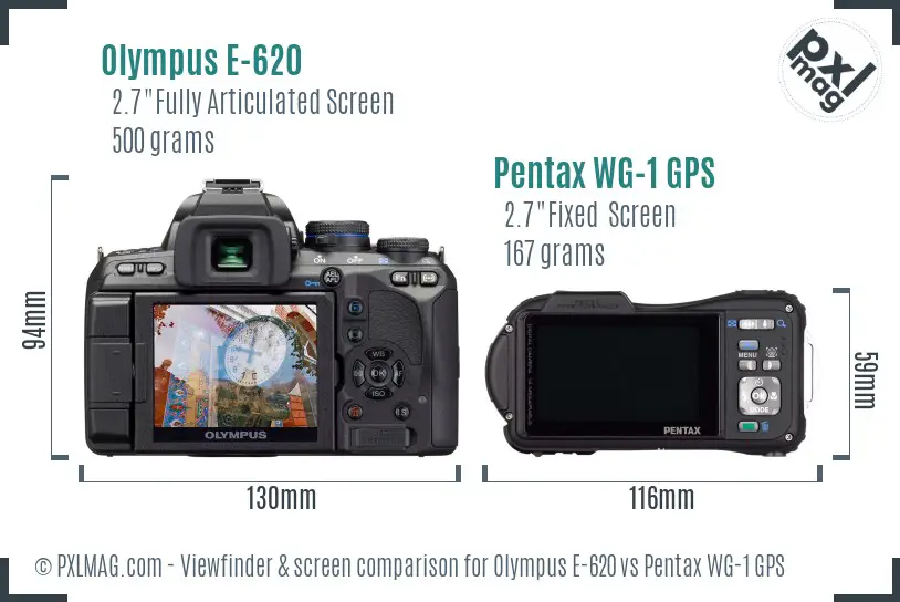 Olympus E-620 vs Pentax WG-1 GPS Screen and Viewfinder comparison