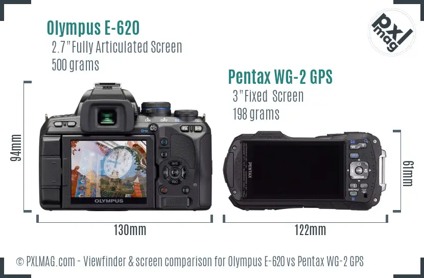 Olympus E-620 vs Pentax WG-2 GPS Screen and Viewfinder comparison