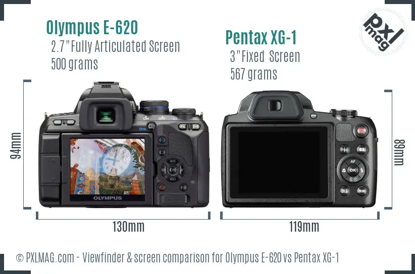 Olympus E-620 vs Pentax XG-1 Screen and Viewfinder comparison