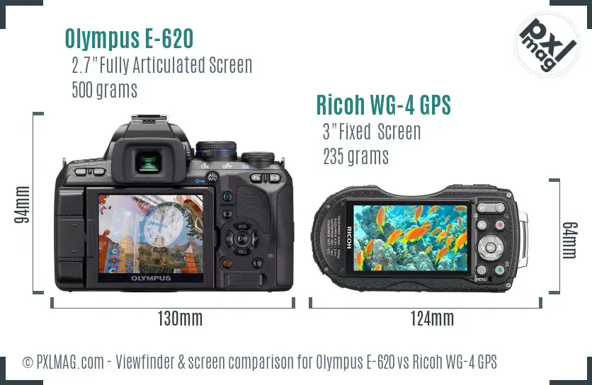 Olympus E-620 vs Ricoh WG-4 GPS Screen and Viewfinder comparison Olympus E-620 vs Ricoh WG-4 GPS Screen and Viewfinder comparison