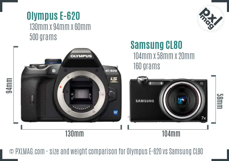 Olympus E-620 vs Samsung CL80 size comparison