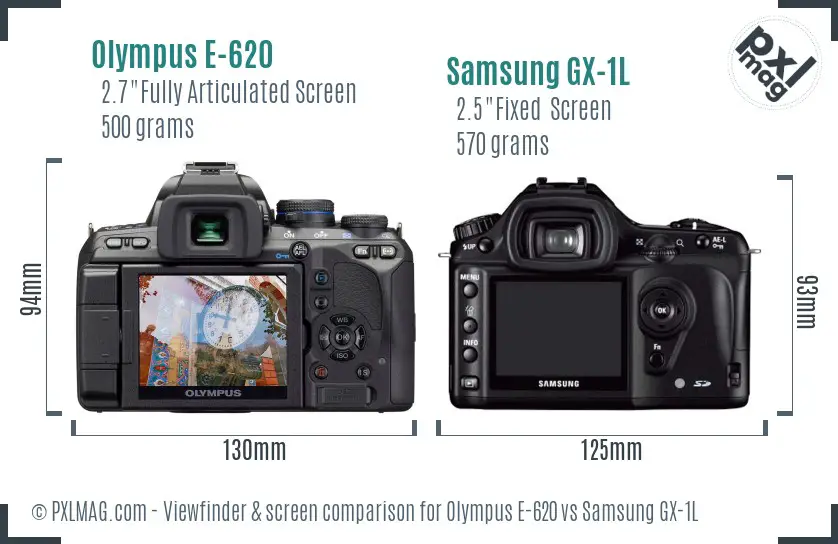 Olympus E-620 vs Samsung GX-1L Screen and Viewfinder comparison