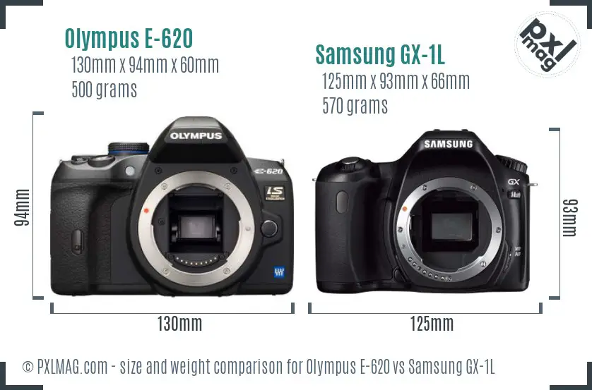 Olympus E-620 vs Samsung GX-1L size comparison