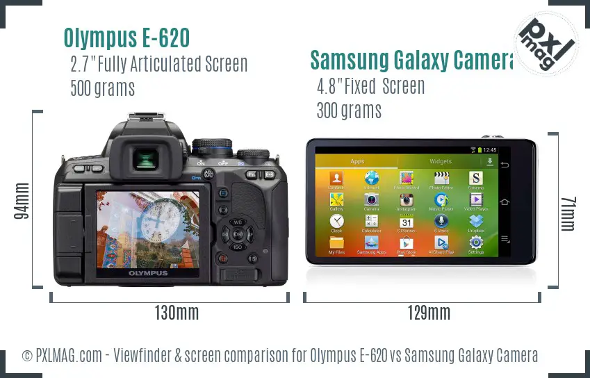 Olympus E-620 vs Samsung Galaxy Camera Screen and Viewfinder comparison Olympus E-620 vs Samsung Galaxy Camera Screen and Viewfinder comparison