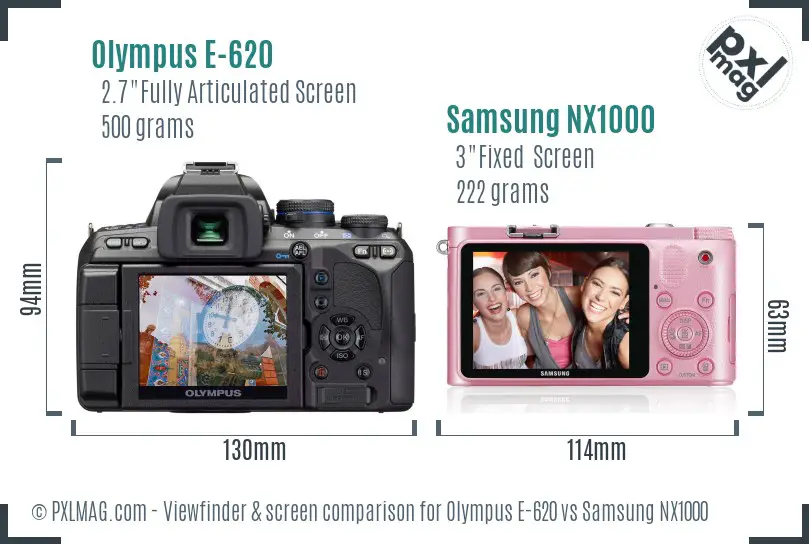 Olympus E-620 vs Samsung NX1000 Screen and Viewfinder comparison Olympus E-620 vs Samsung NX1000 Screen and Viewfinder comparison
