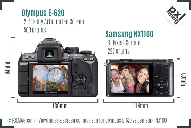 Olympus E-620 vs Samsung NX1100 Screen and Viewfinder comparison Olympus E-620 vs Samsung NX1100 Screen and Viewfinder comparison