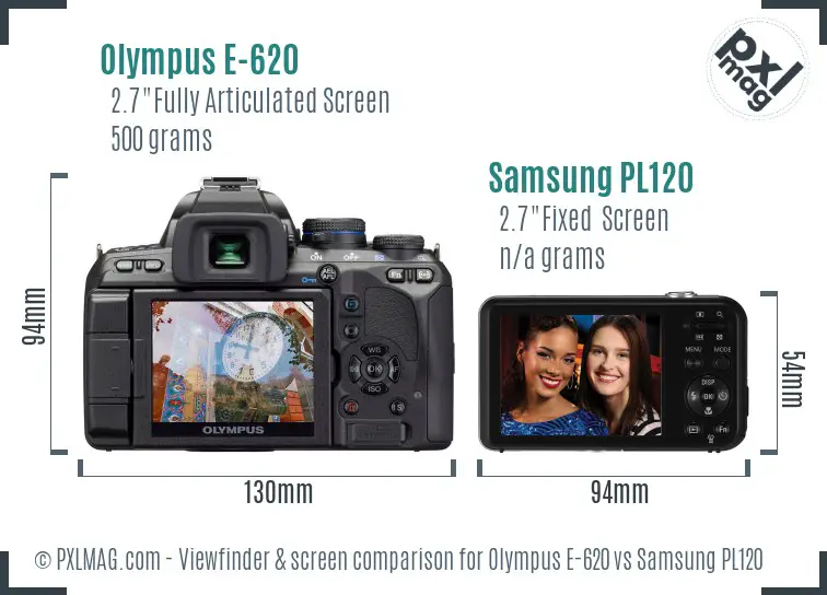 Olympus E-620 vs Samsung PL120 Screen and Viewfinder comparison Olympus E-620 vs Samsung PL120 Screen and Viewfinder comparison