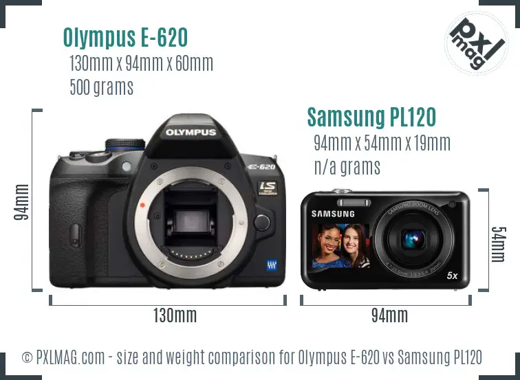 Olympus E-620 vs Samsung PL120 size comparison Olympus E-620 vs Samsung PL120 size comparison