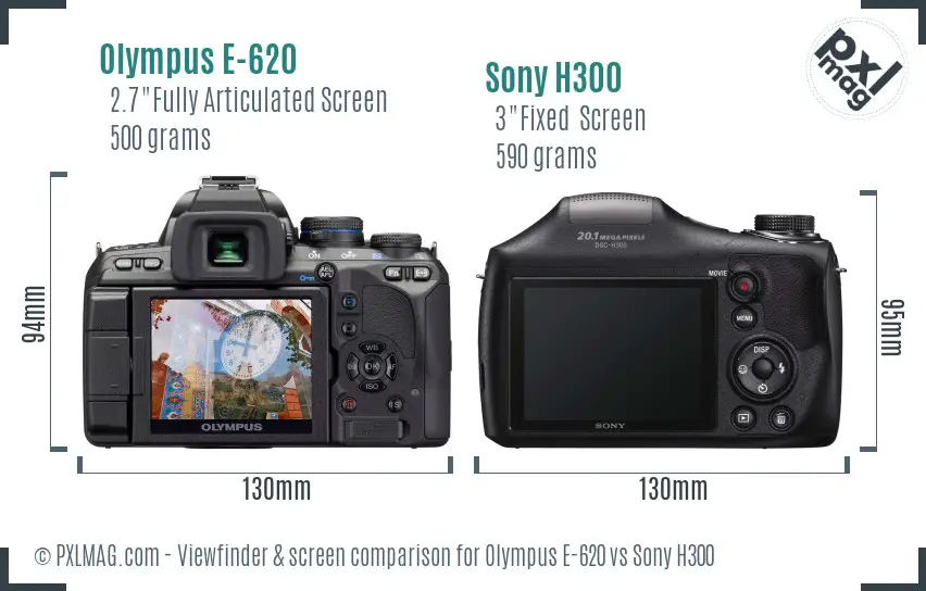 Olympus E-620 vs Sony H300 Screen and Viewfinder comparison