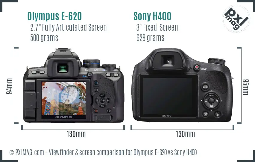 Olympus E-620 vs Sony H400 Screen and Viewfinder comparison