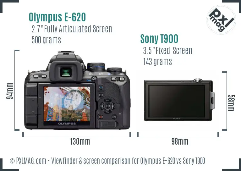 Olympus E-620 vs Sony T900 Screen and Viewfinder comparison