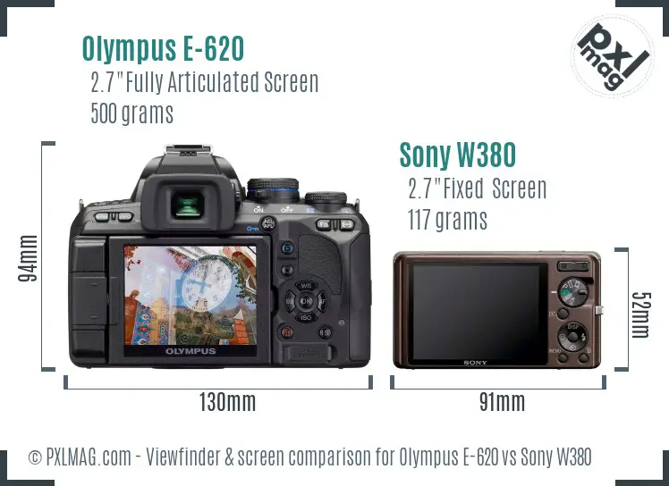 Olympus E-620 vs Sony W380 Screen and Viewfinder comparison Olympus E-620 vs Sony W380 Screen and Viewfinder comparison