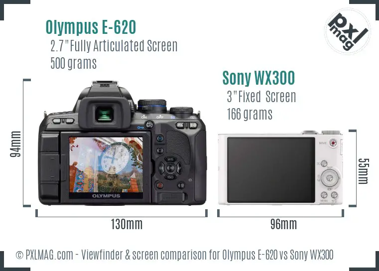 Olympus E-620 vs Sony WX300 Screen and Viewfinder comparison