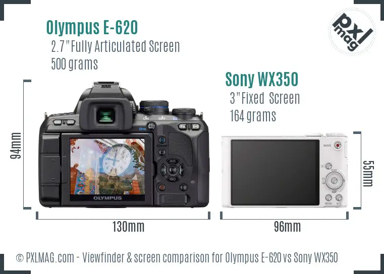 Olympus E-620 vs Sony WX350 Screen and Viewfinder comparison