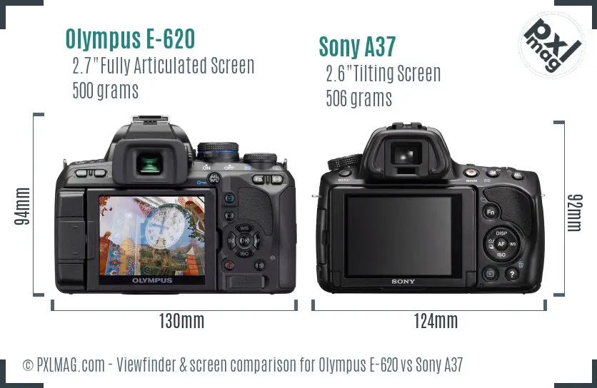 Olympus E-620 vs Sony A37 Screen and Viewfinder comparison