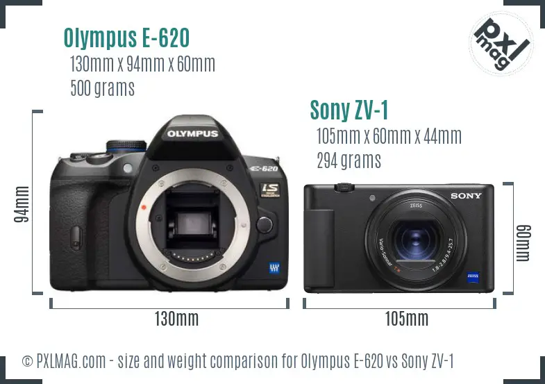 Olympus E-620 vs Sony ZV-1 size comparison