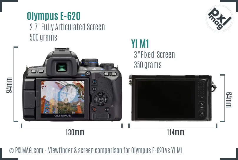 Olympus E-620 vs YI M1 Screen and Viewfinder comparison