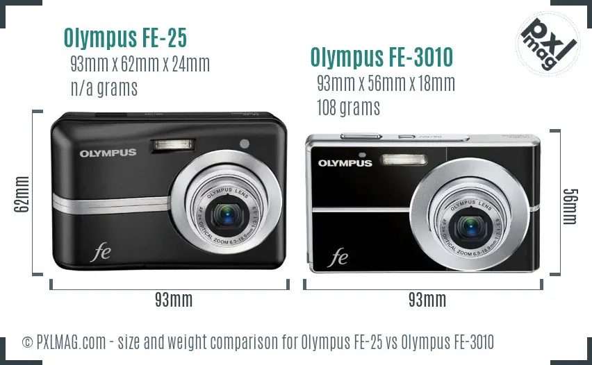 Olympus FE-25 vs Olympus FE-3010 size comparison
