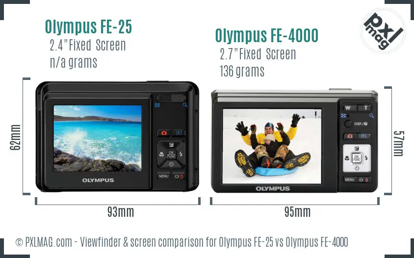 Olympus FE-25 vs Olympus FE-4000 Screen and Viewfinder comparison