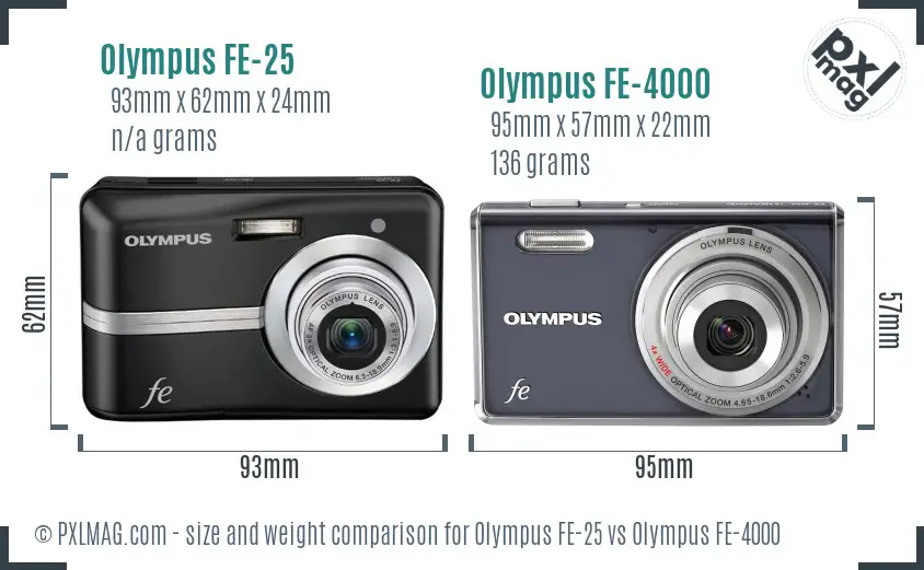 Olympus FE-25 vs Olympus FE-4000 size comparison