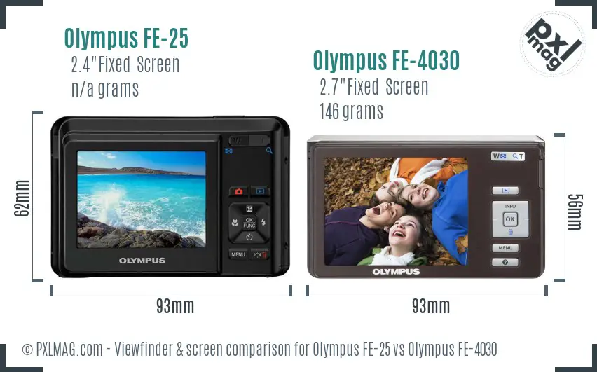 Olympus FE-25 vs Olympus FE-4030 Screen and Viewfinder comparison