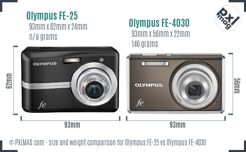 Olympus FE-25 vs Olympus FE-4030 size comparison